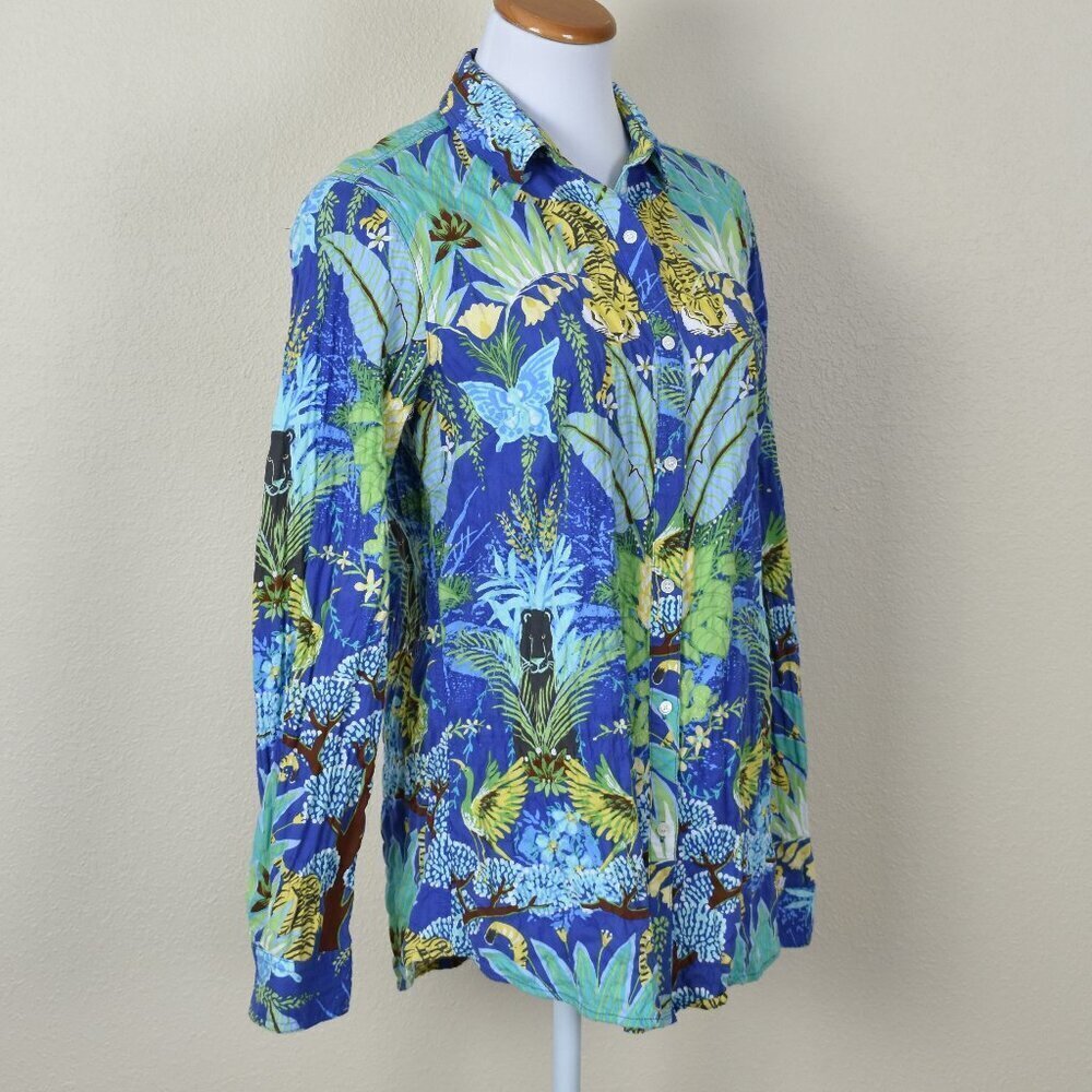 J. Mclaughlin Jungle Print Button Front Blouse S - image 4